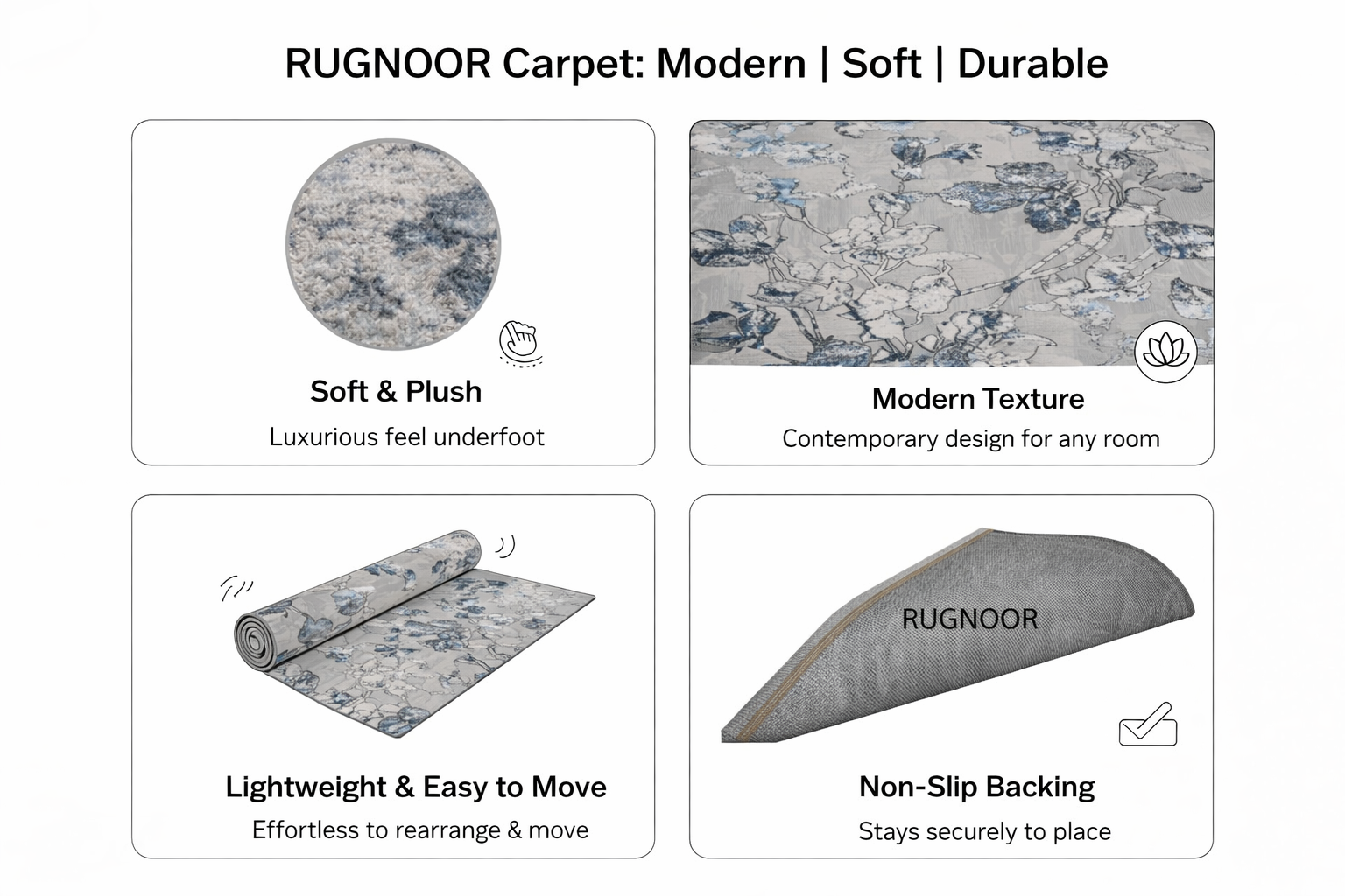 Lino Blue Grey Modern Carpet