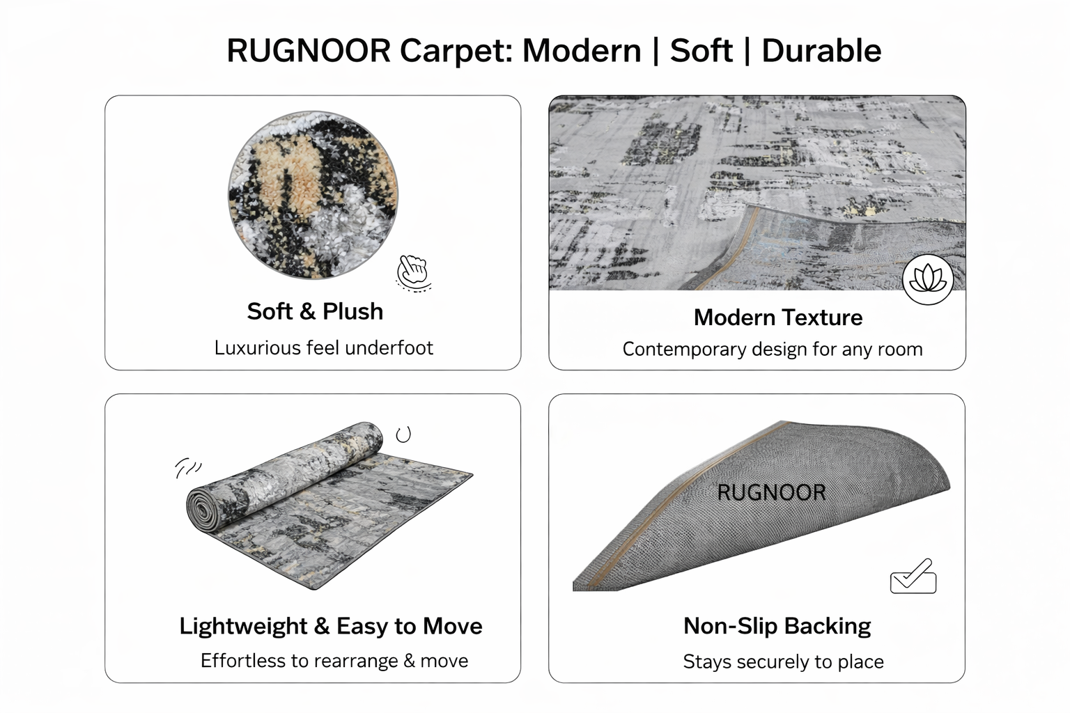 Simo Grey Gold Modern Rug