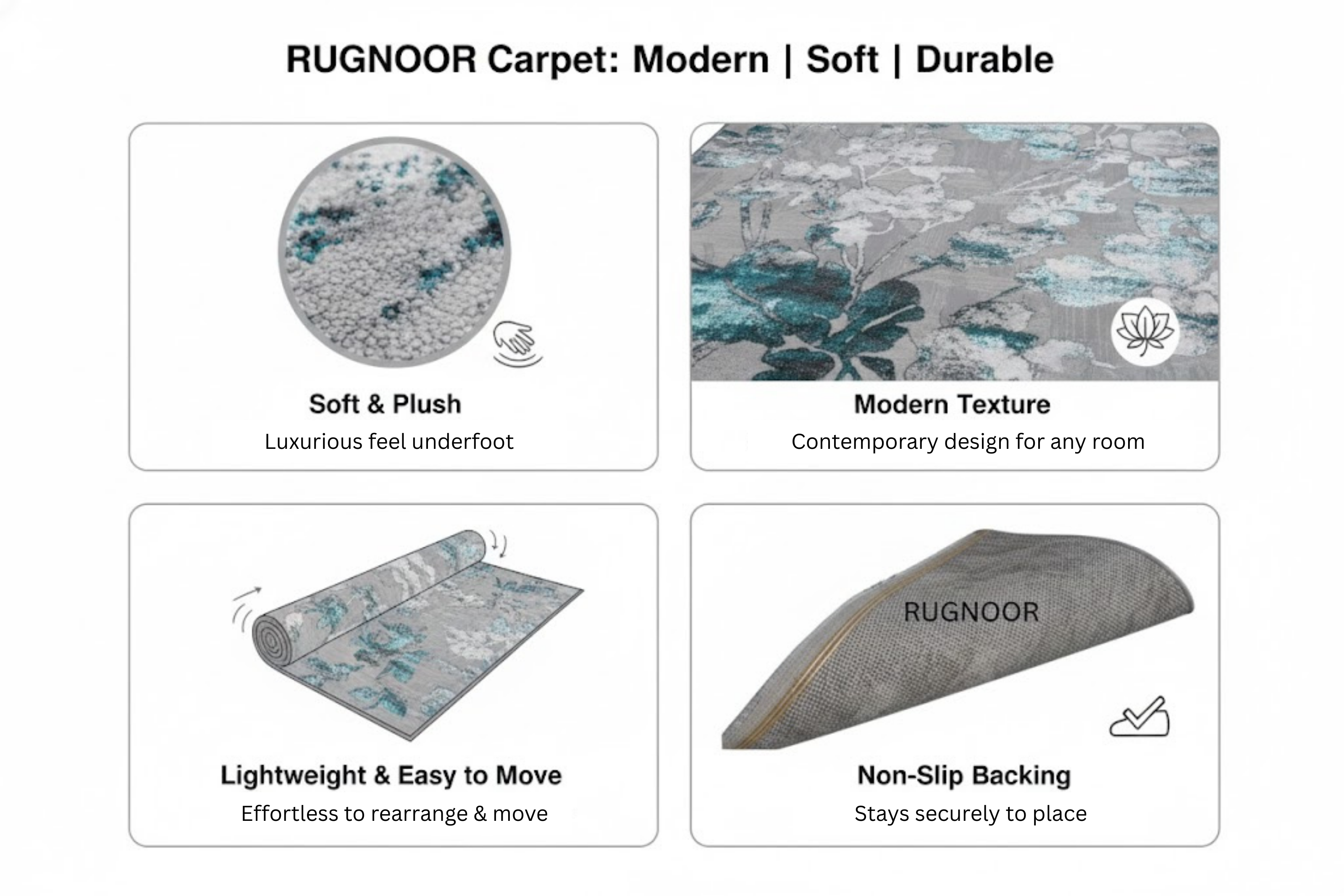 Sera Turquoise Grey Modern Rug