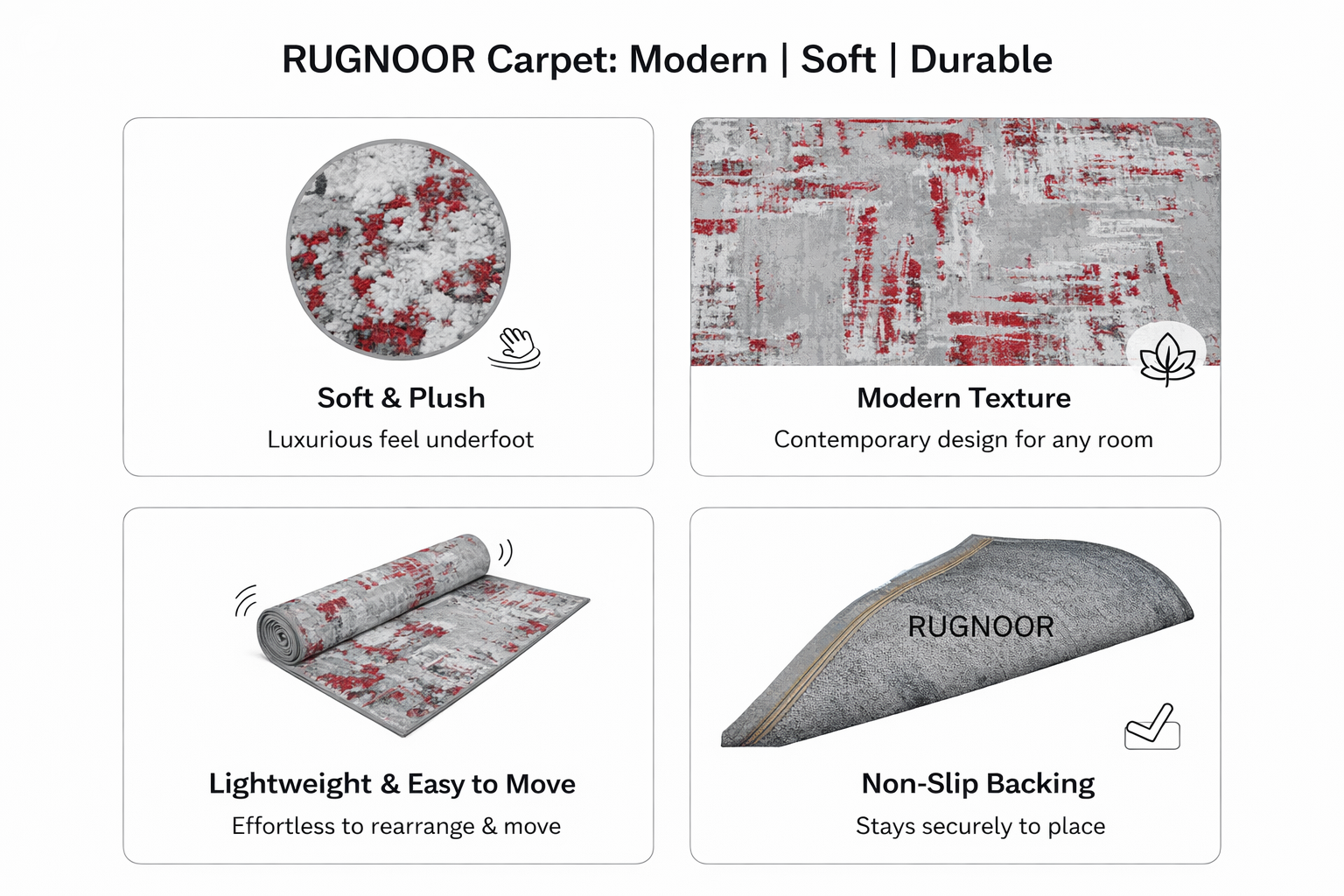Savi Grey Red Modern Rug