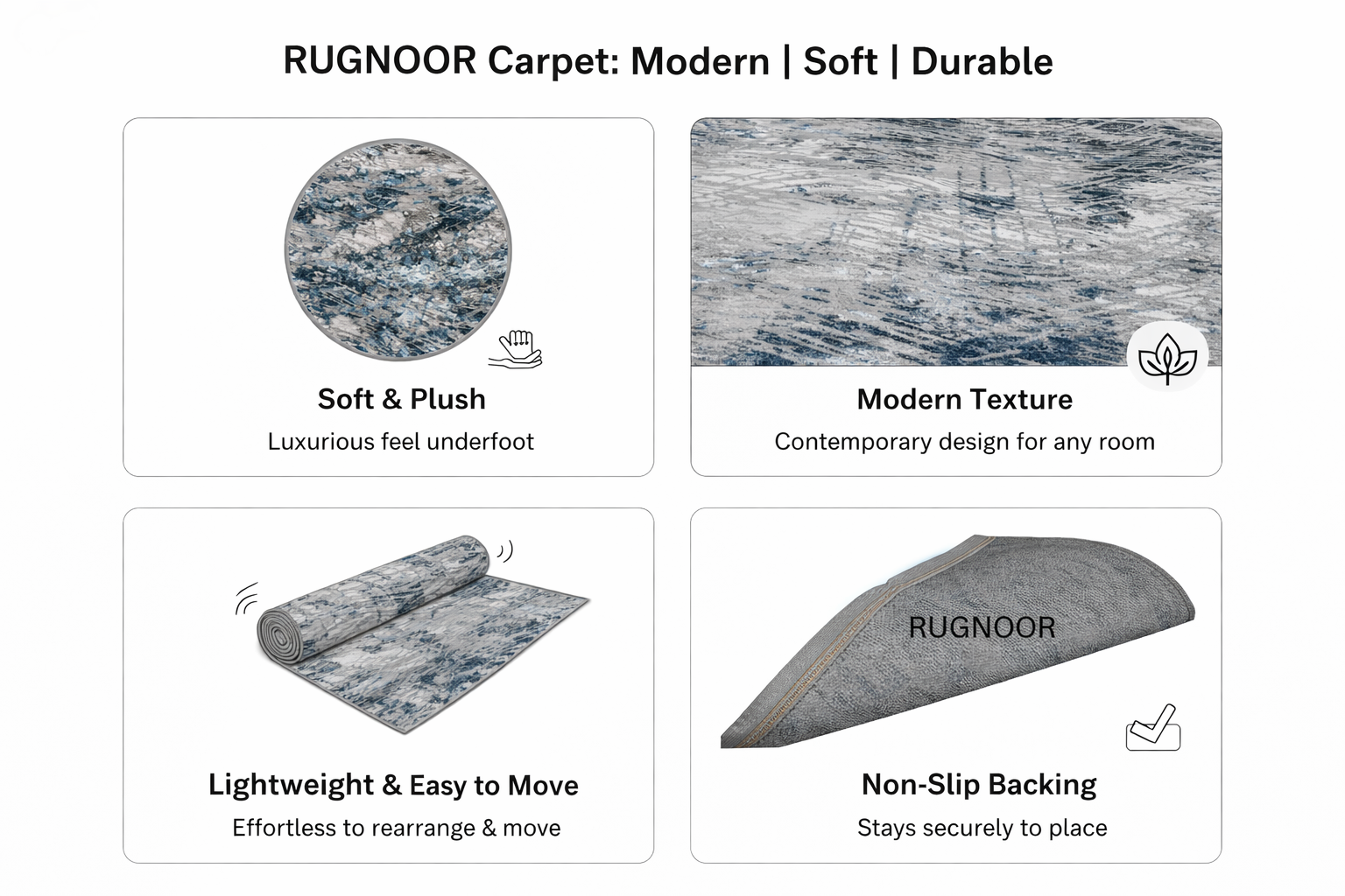 Lara Grey Navy Modern Rug