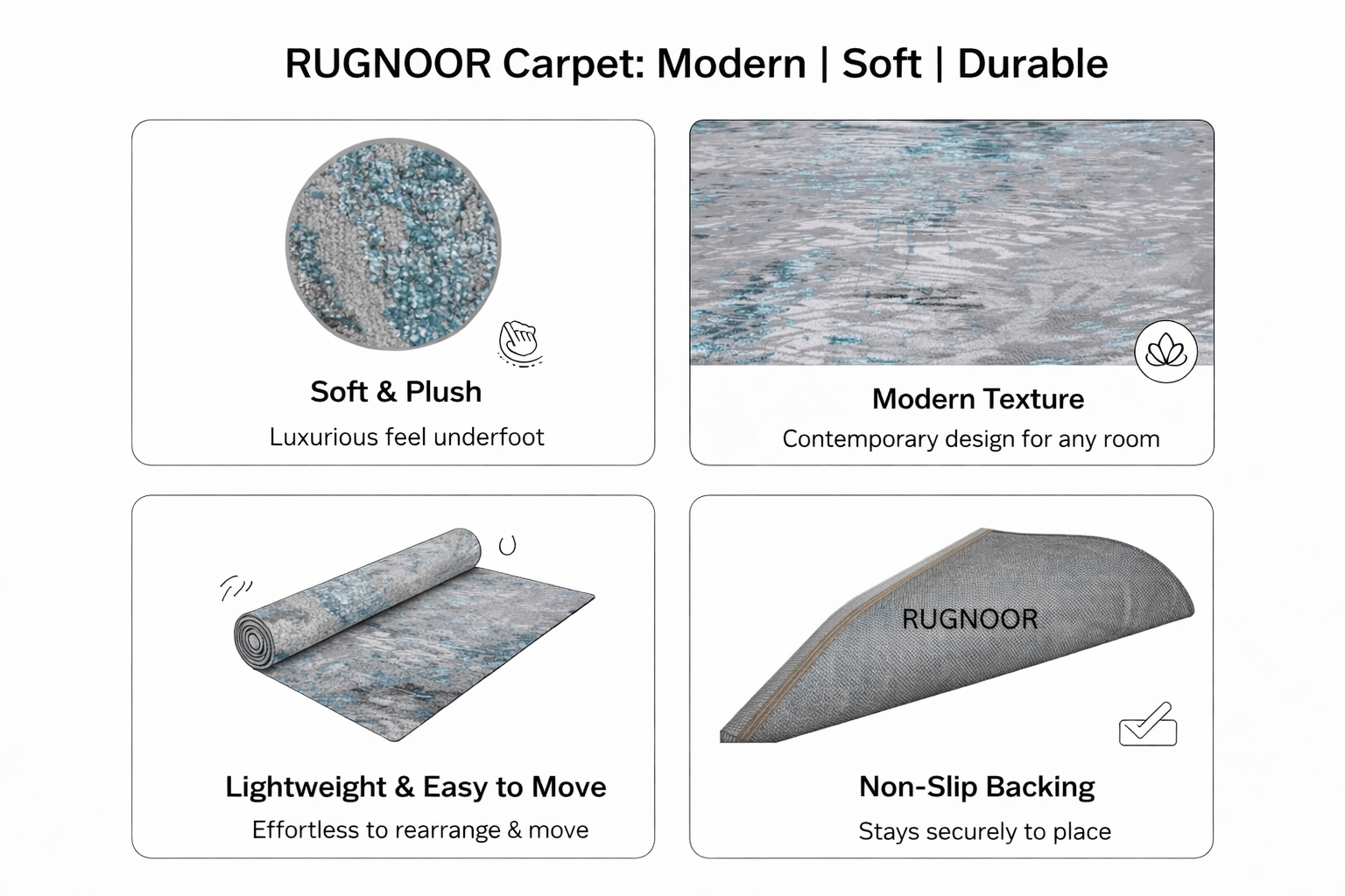 Nari Grey Turquoise Modern Rug