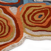 Multicolor abstract lava swirl irregular hand tufted wool rug with artistic flowing pattern