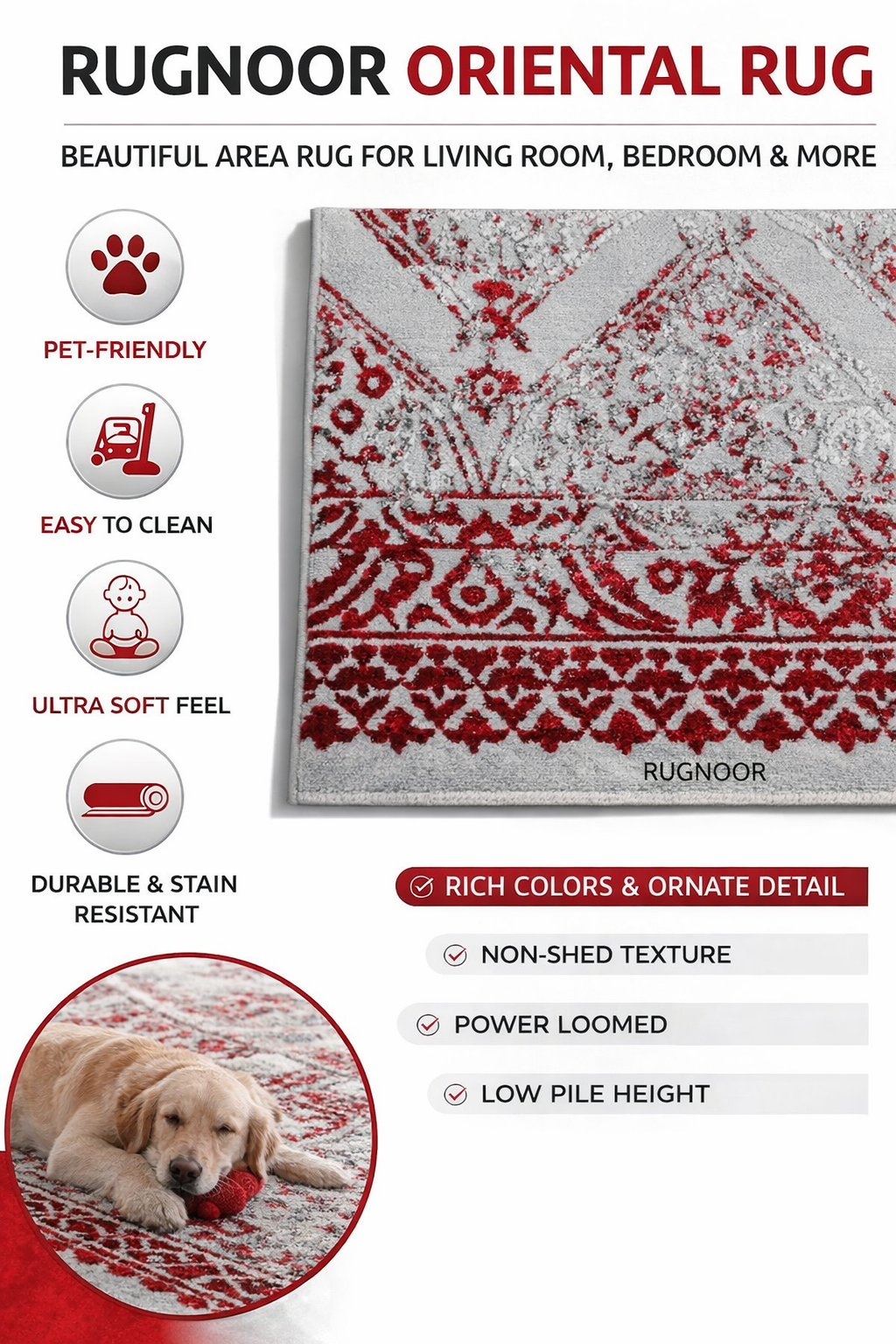 Sero Grey Red Modern Rug