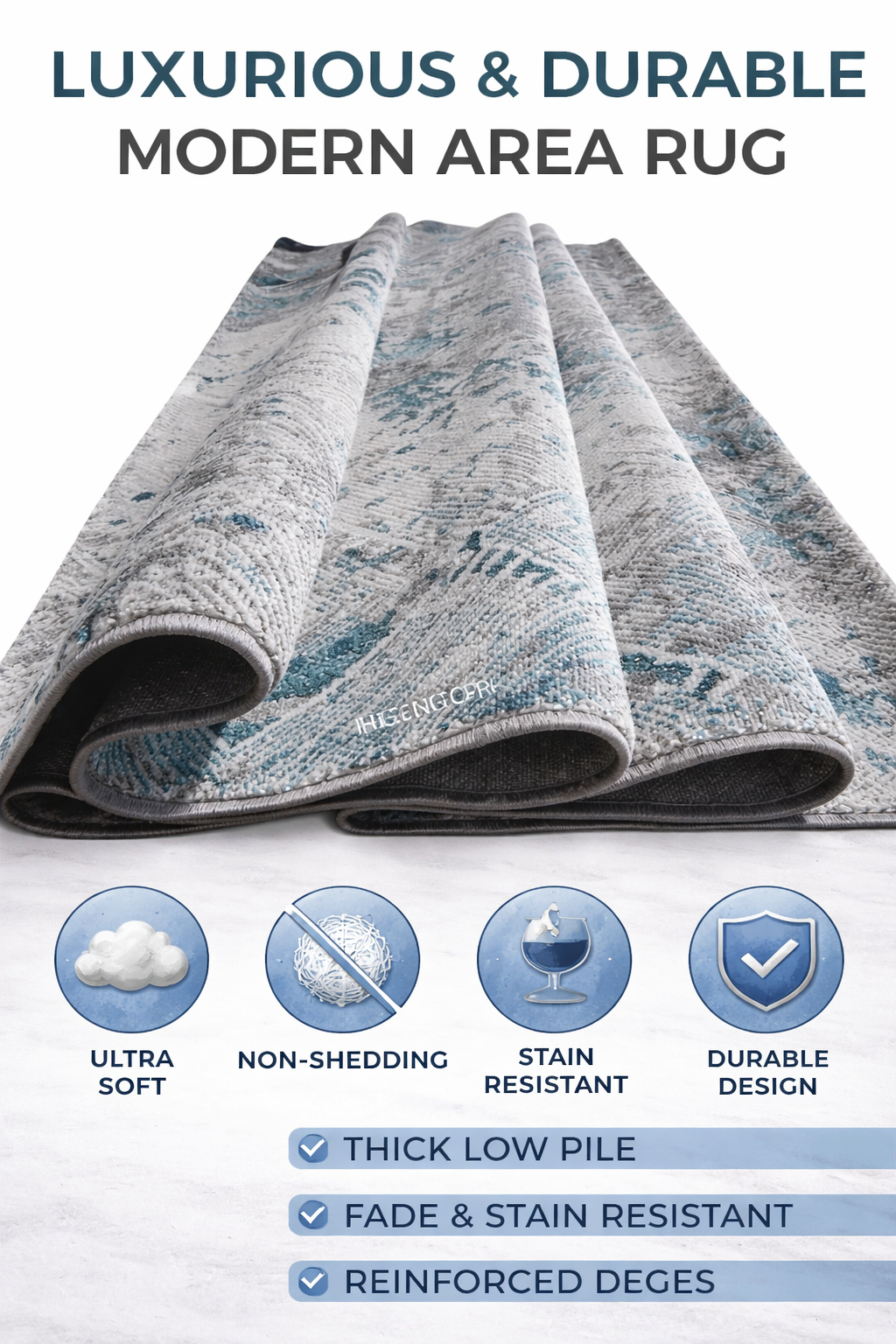 Taro Turquoise Grey Modern Rug