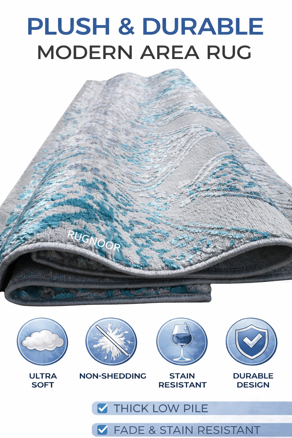 Zaro Teal Grey Modern Rug