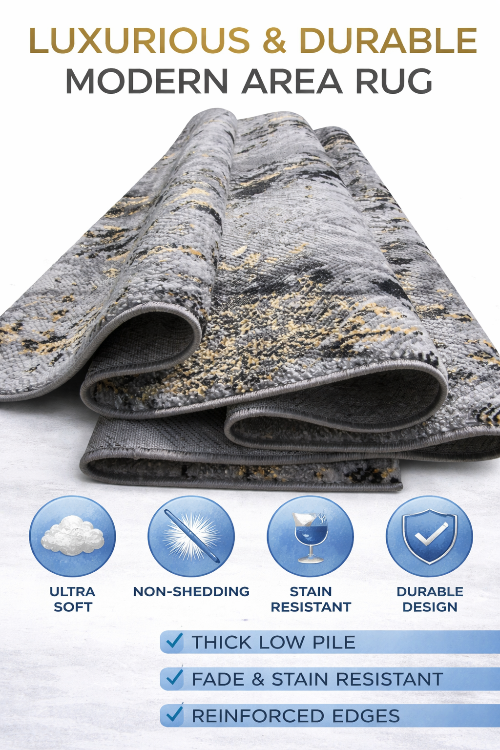 Tero Modern Grey Gold Rug