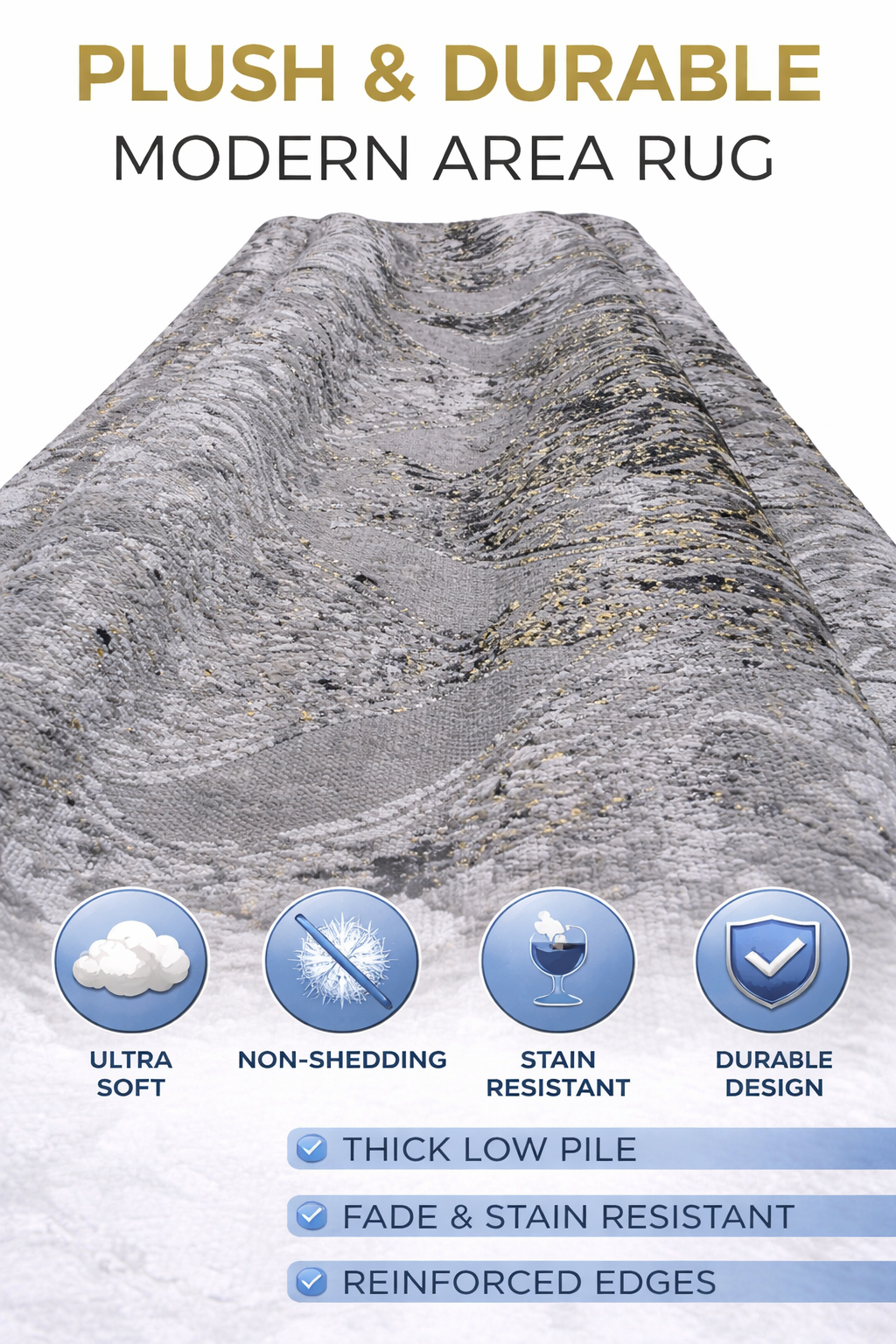 Zeo Gold Grey Modern Rug