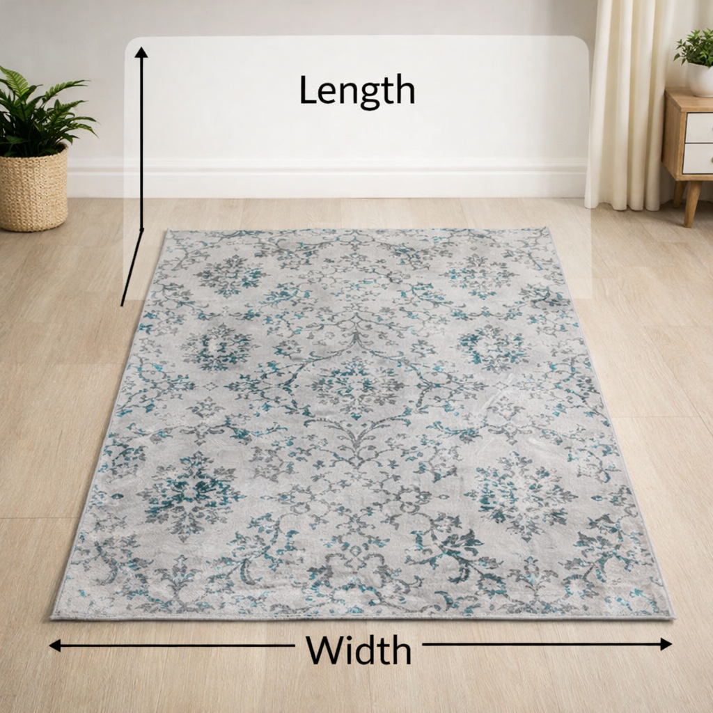 Luno Grey Turquoise Floral Rug