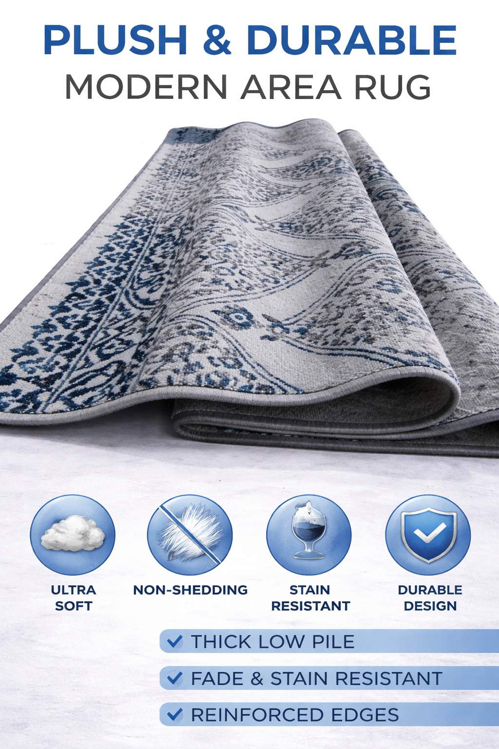 Zivo Grey Blue Modern Rug