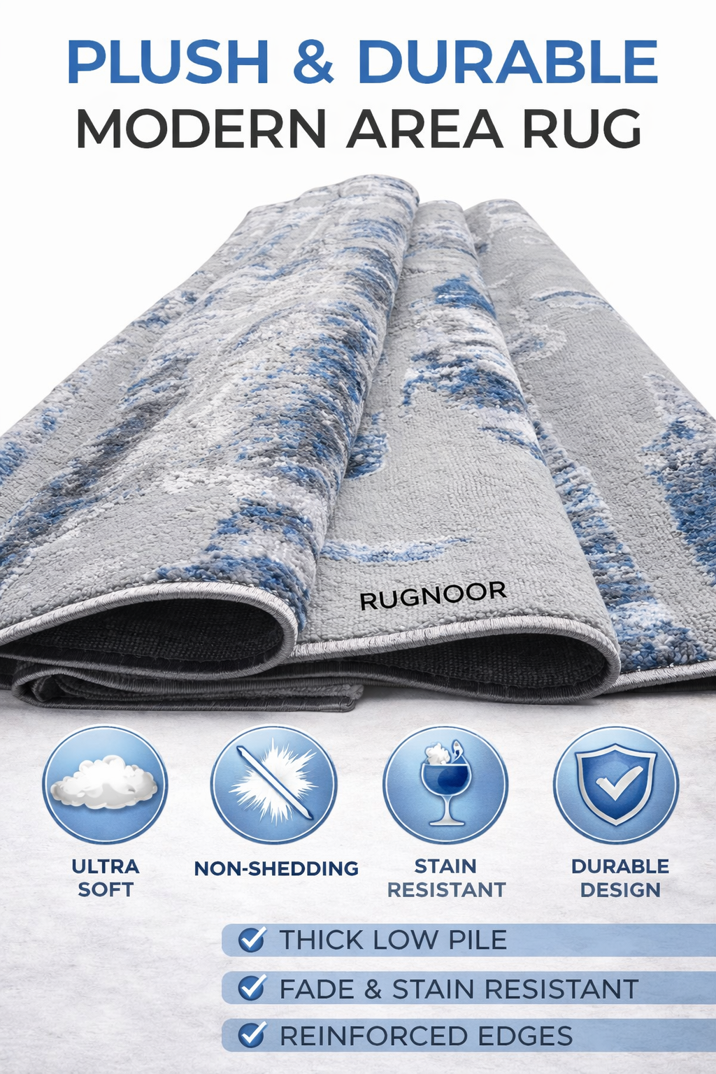Navi Grey Blue Modern Rug