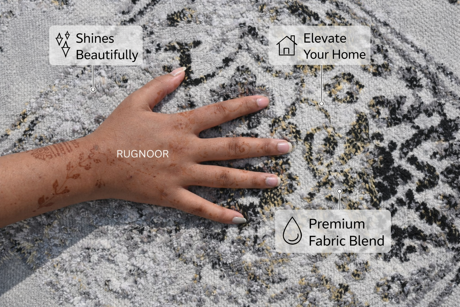 Zeo Gold Grey Modern Rug