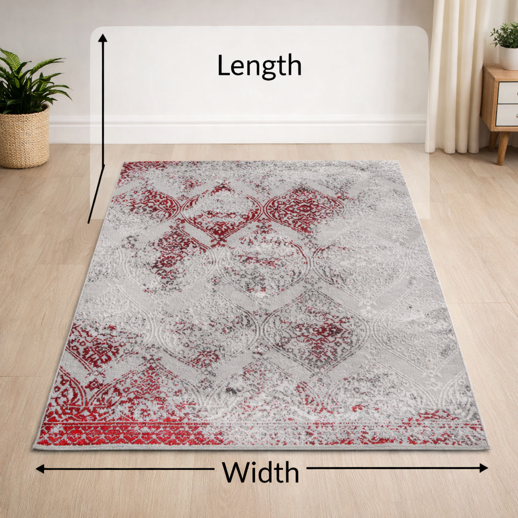 Sero Grey Red Modern Rug