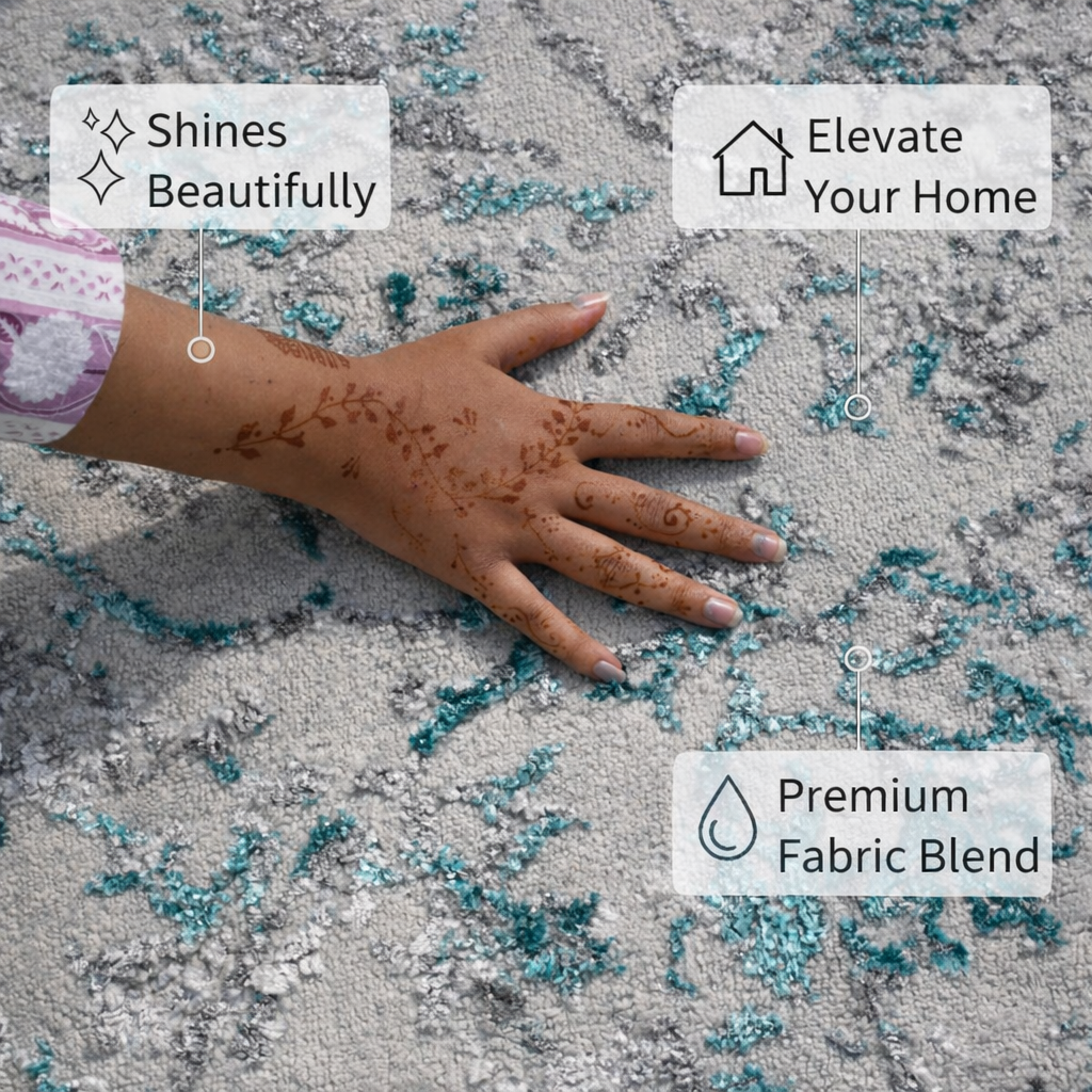 Luno Grey Turquoise Floral Rug