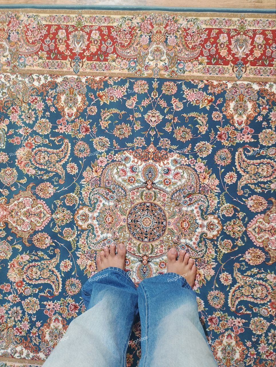 RugNoor Ruvaira 5x7 traditional floral carpet central view.