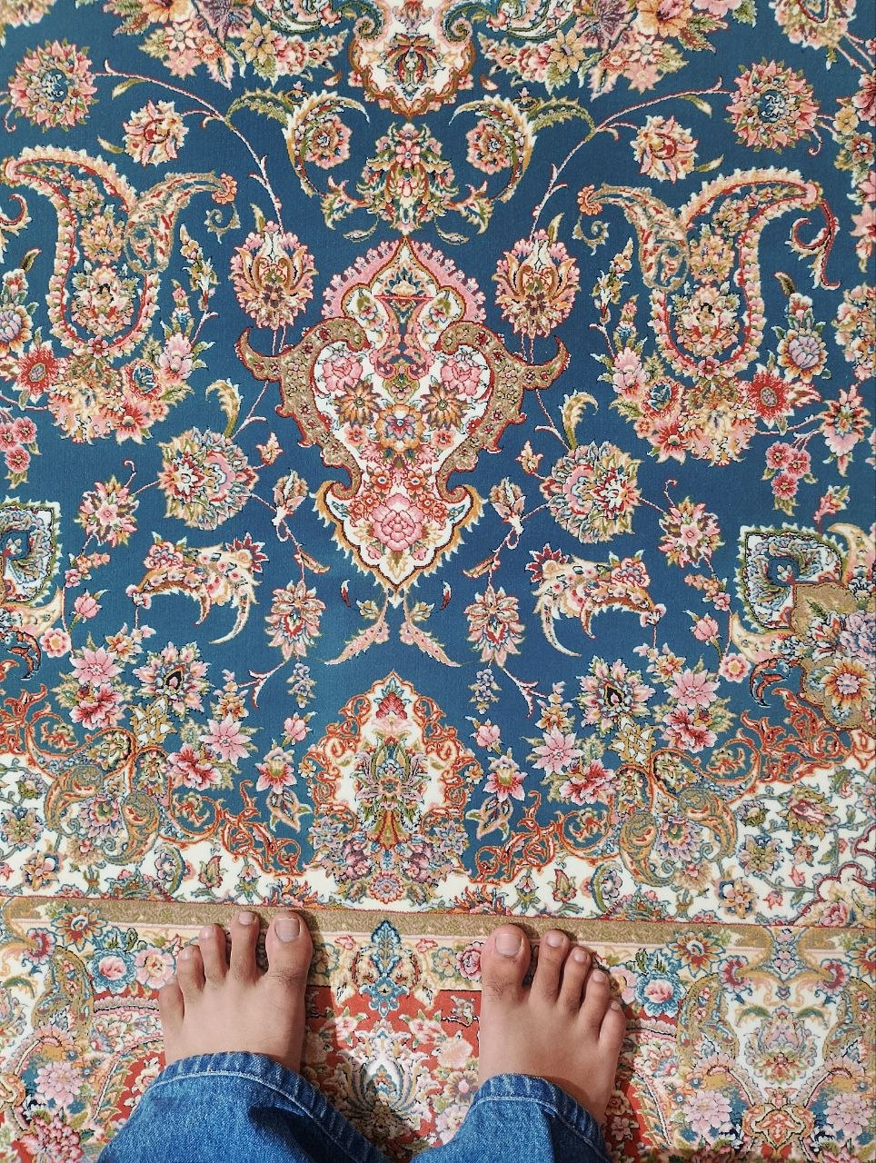 RugNoor Ruvaira 5x7 traditional floral carpet pattern closeup.