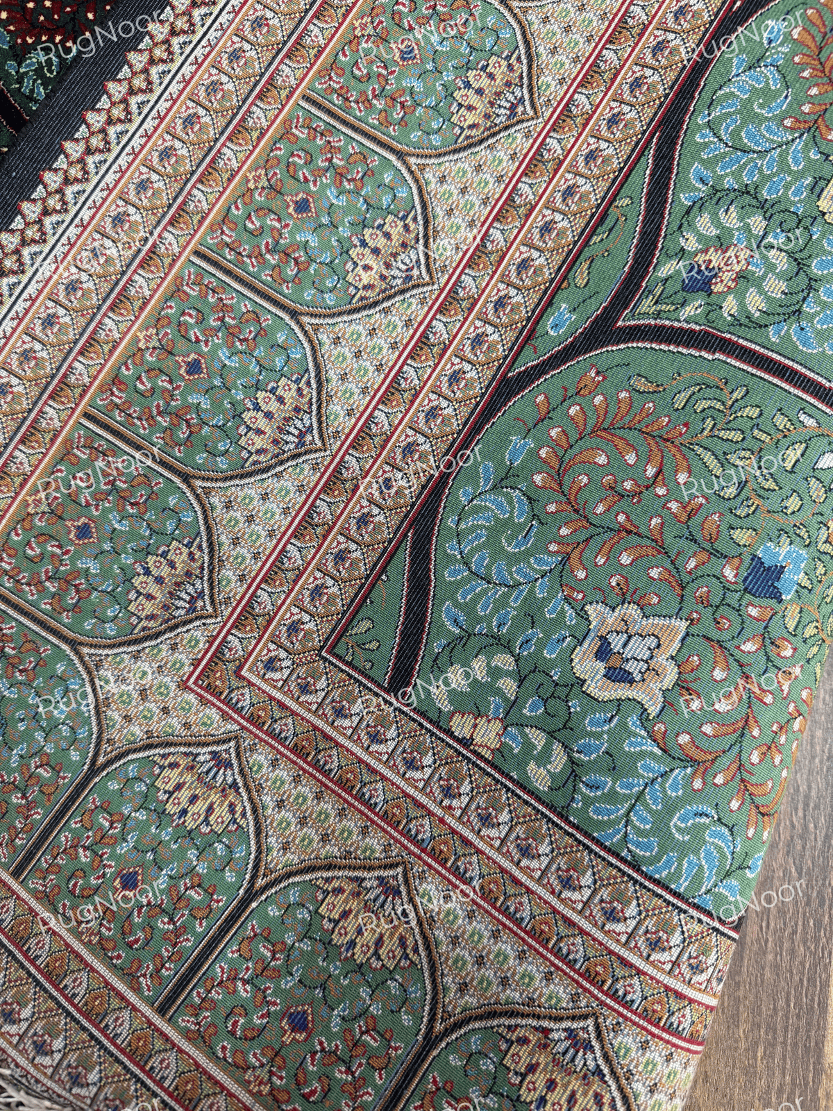 backing of green rug