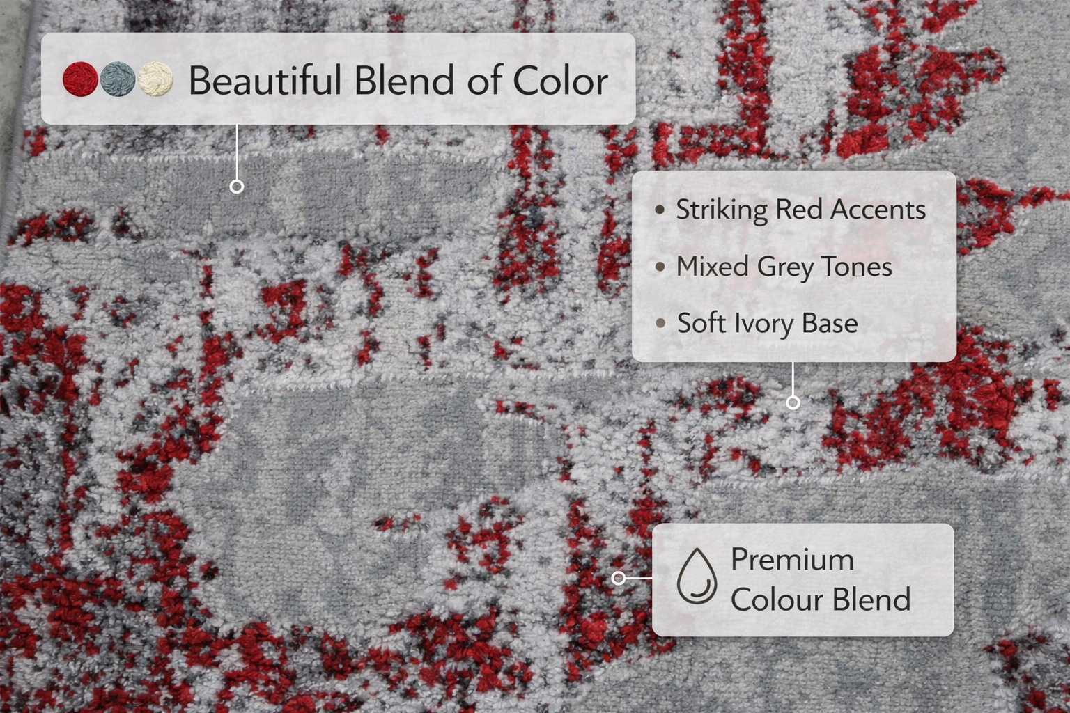 Savi Grey Red Modern Rug