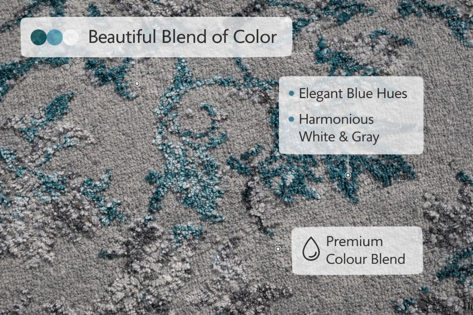Luno Grey Turquoise Floral Rug