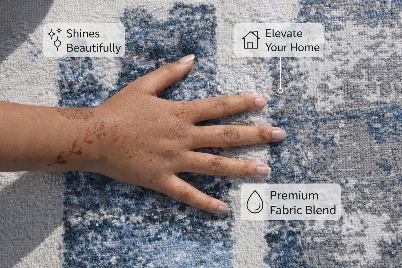 Navi Grey Blue Modern Rug