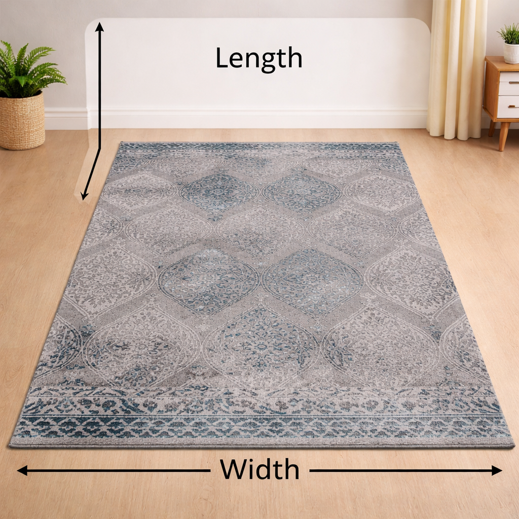 Zaro Teal Grey Modern Rug