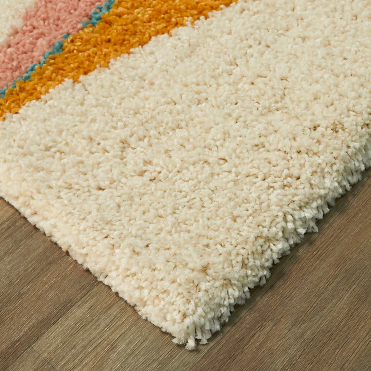 Blush Mustard Diamond Shaggy Rug