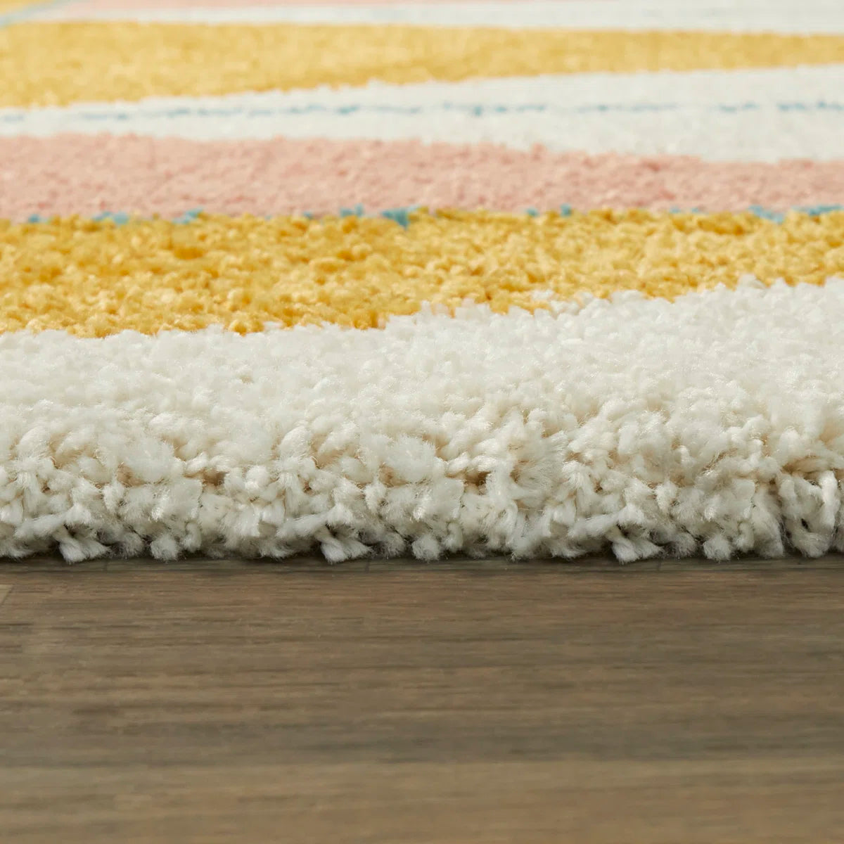 Blush Mustard Diamond Shaggy Rug