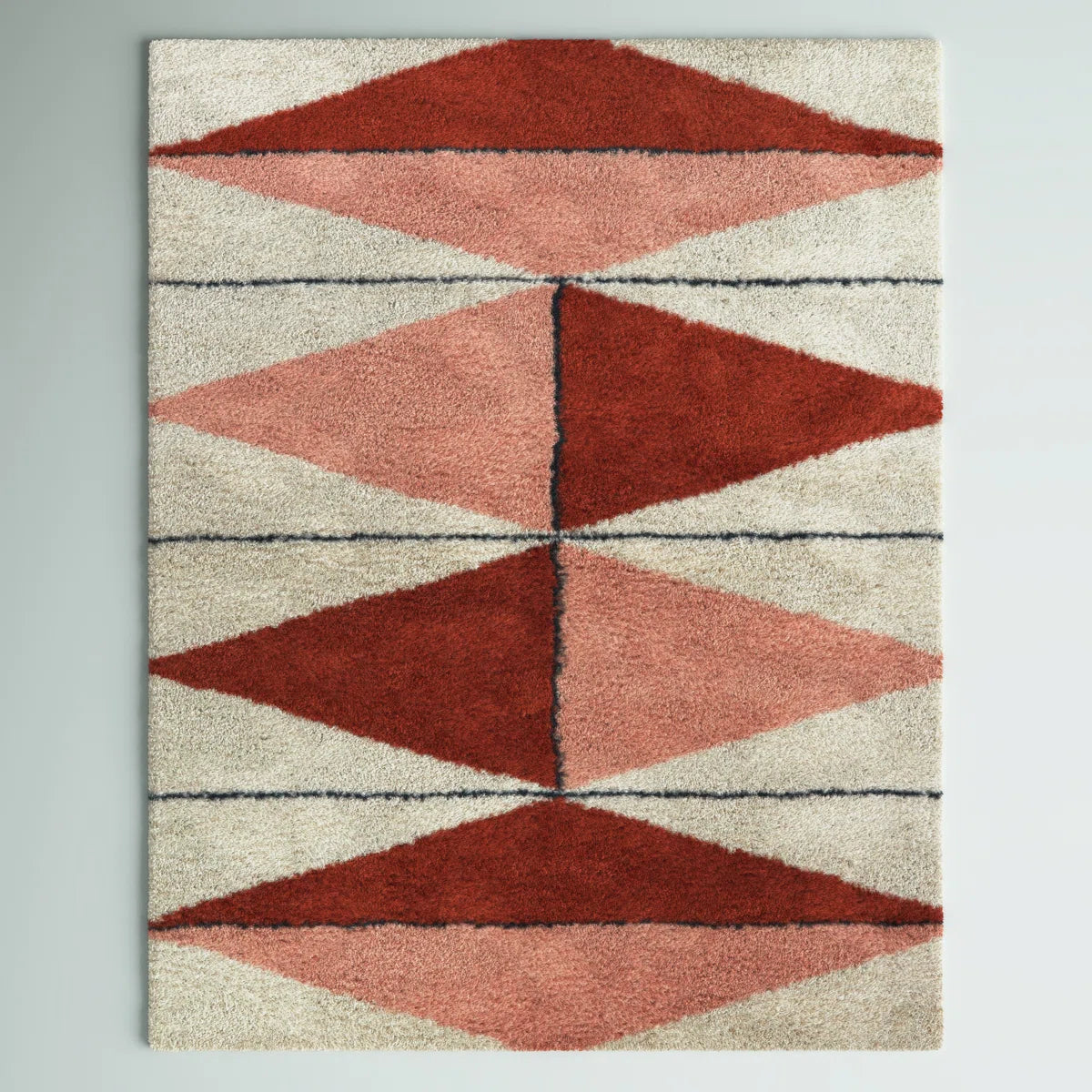 Terracotta Diamond Modern Shaggy Rug