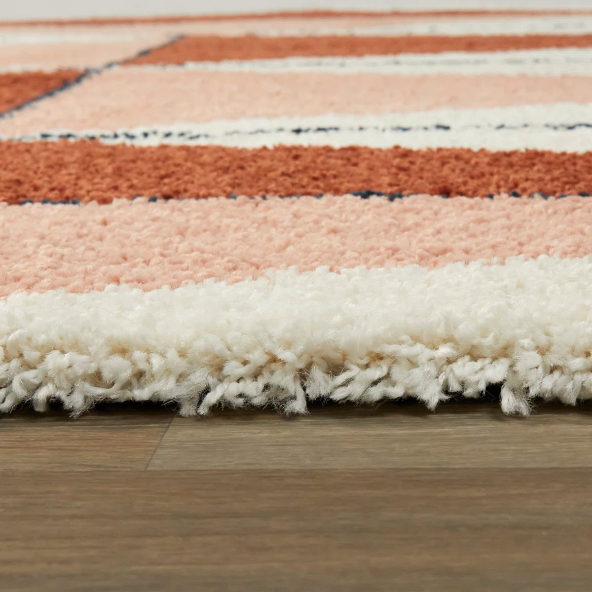 Terracotta Diamond Modern Shaggy Rug