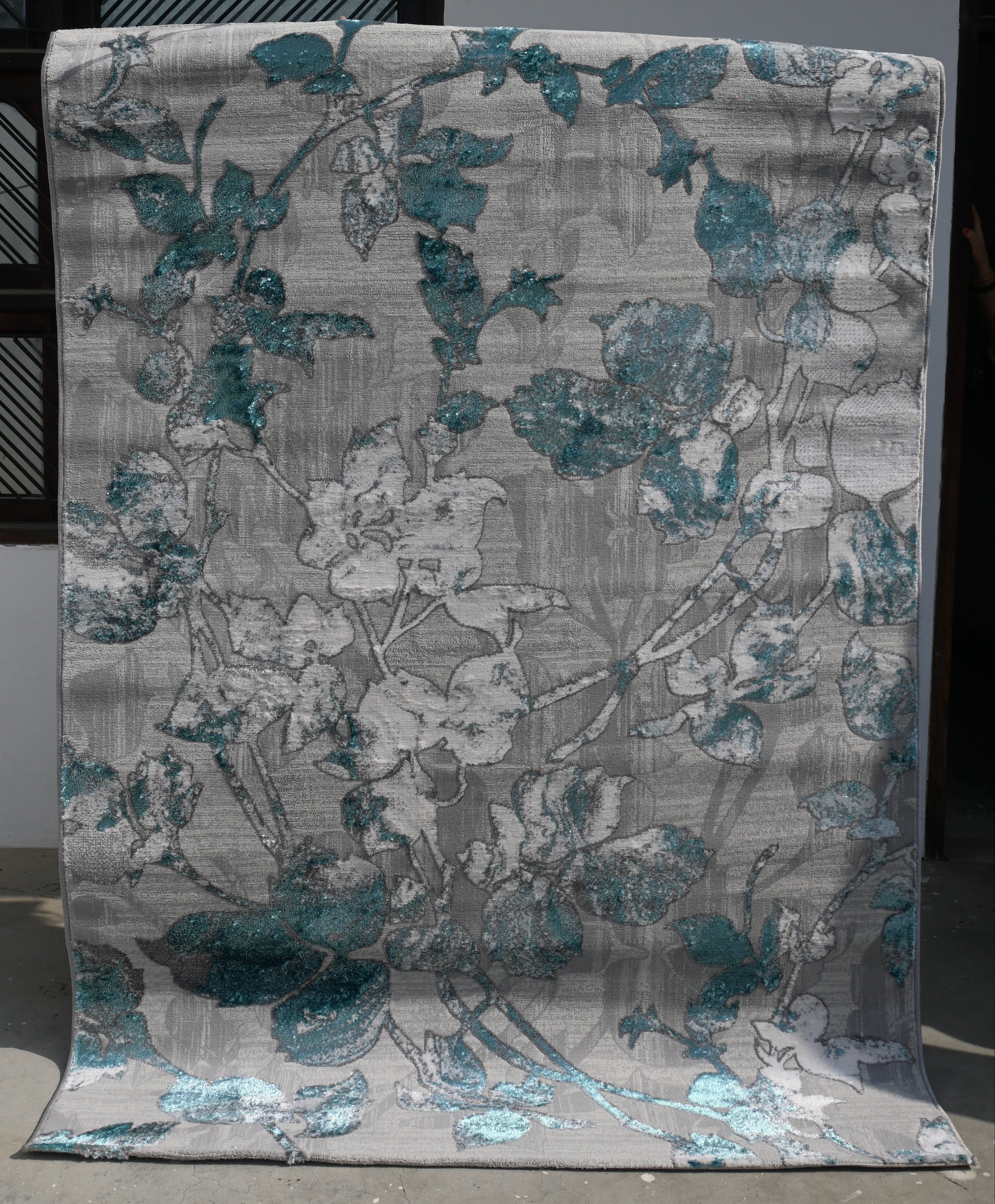 Sera Teal Grey Modern Rug