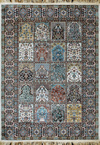 Negin Royal Frame Rug with ivory base, dark border and multiple framed ornamental motifs