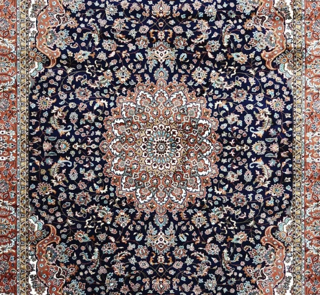 Close-up of Afsaneh Royal Medallion Rug showing the detailed floral motifs and ornate central medallion