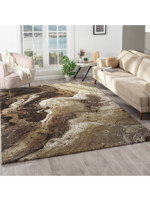 Brown Beige Abstract Modern Carpet