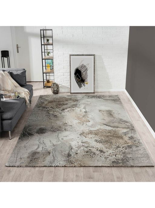 Grey Beige Abstract Modern Carpet