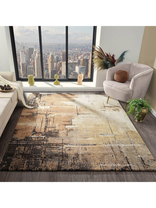 Orange Beige Abstract Modern Carpet