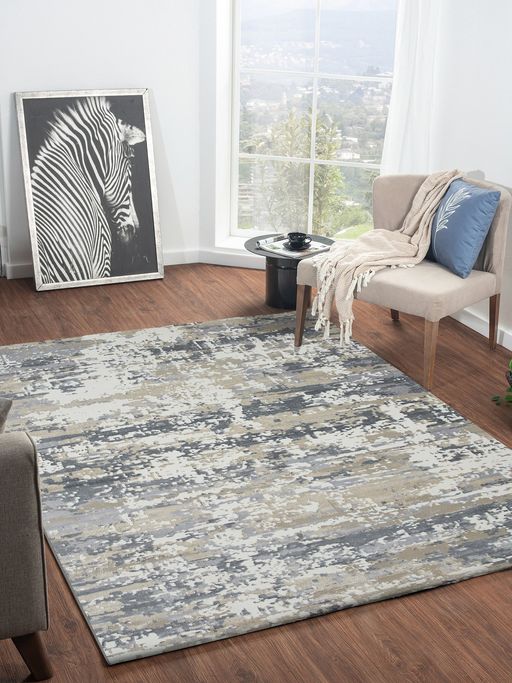 Grey Beige Abstract Modern Carpet