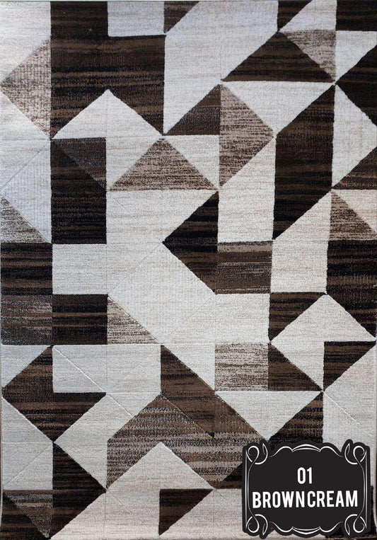 Beige Cream Geometric Modern Rug