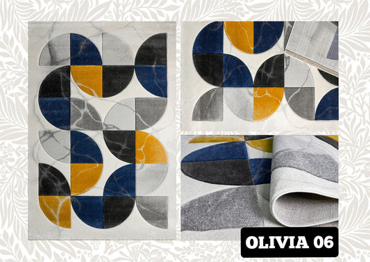 Gold Grey Geometric Modern Rug