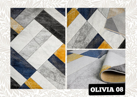 Gold Grey Geometric Modern Rug