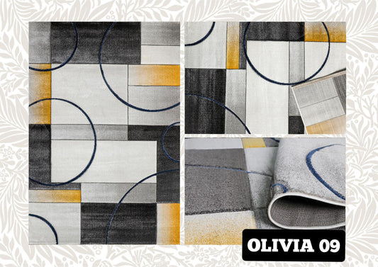 Gold Grey Geometric Modern Rug