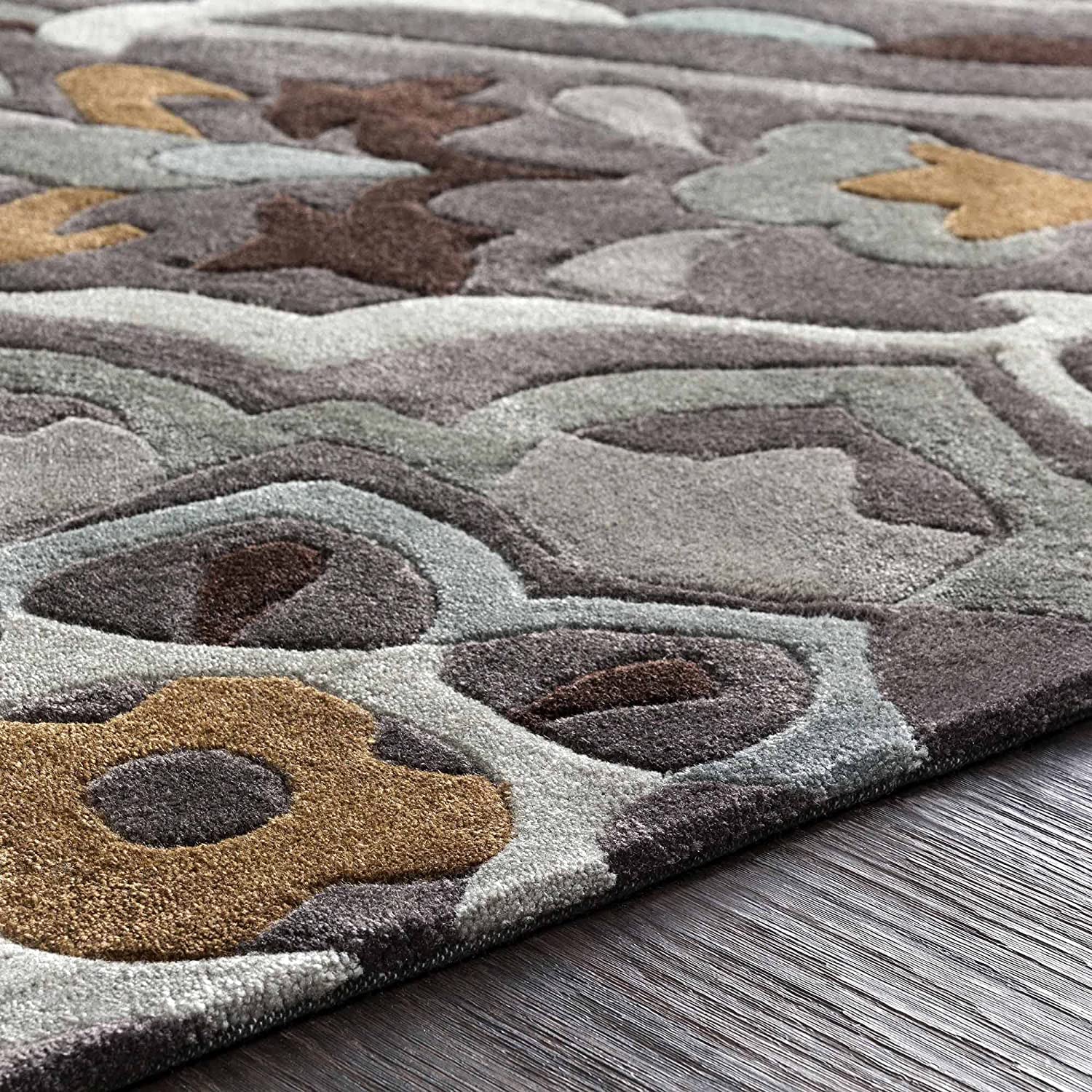 Slate Floral Wool Rug