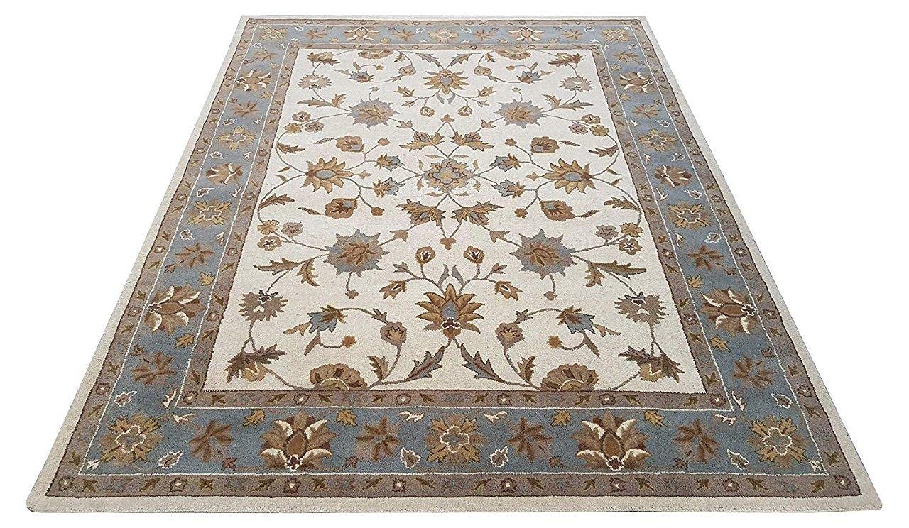 Coral Bloom Ivory Floral Wool Rug