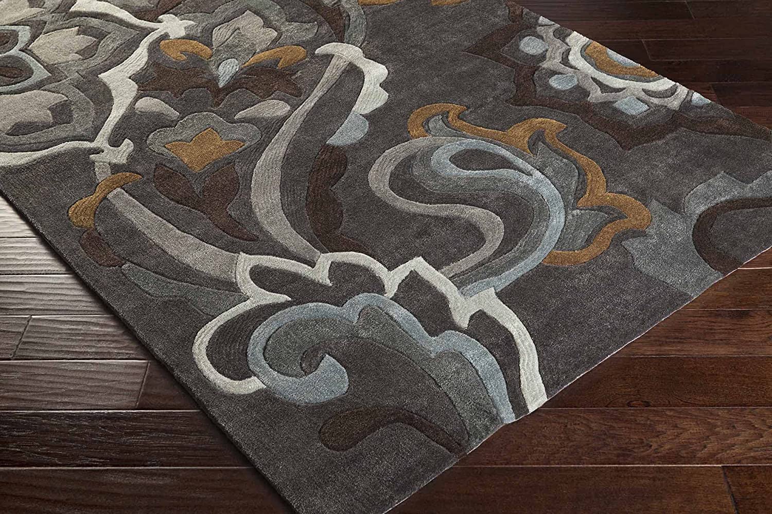 Slate Floral Wool Rug