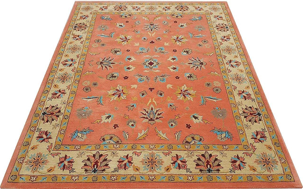 Coral Bloom Floral Wool Rug