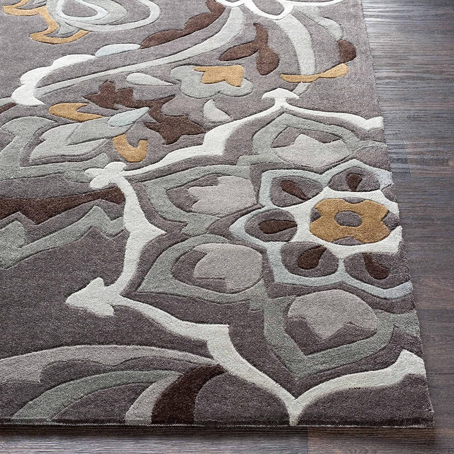 Slate Floral Wool Rug