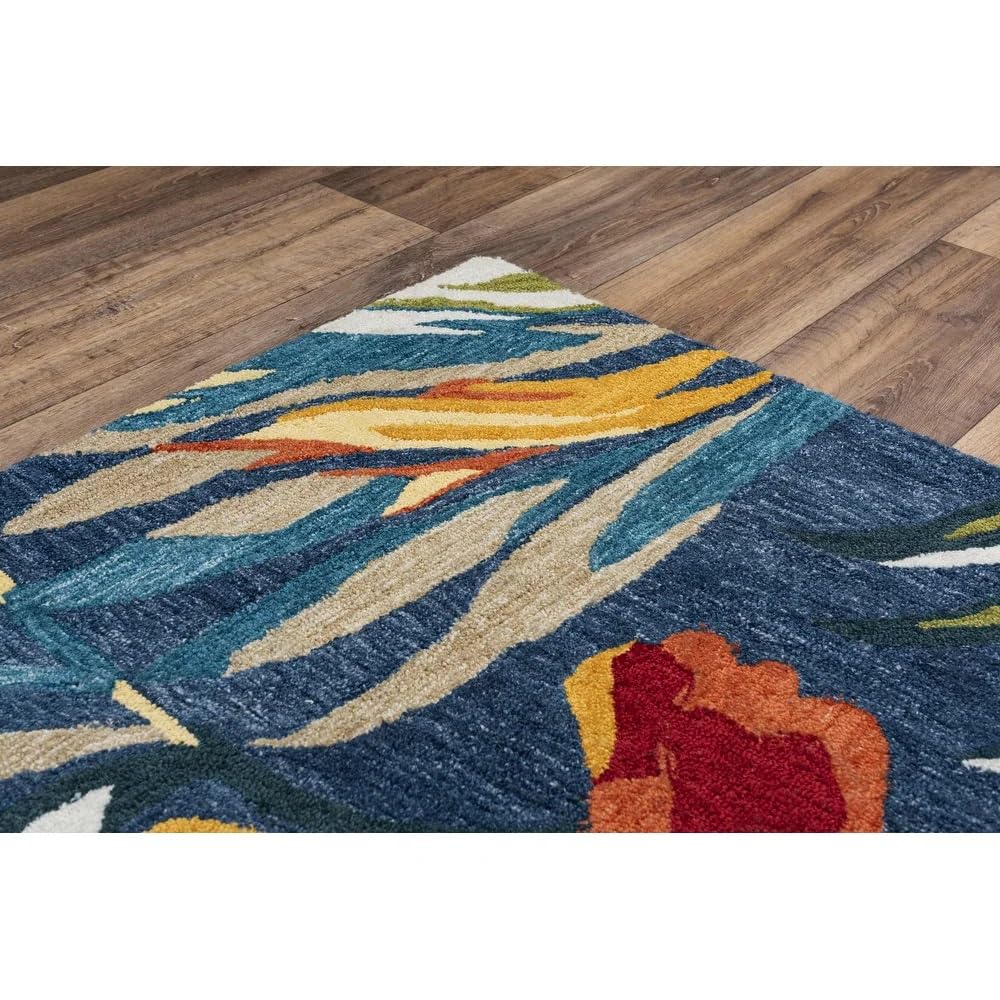 Vermilion Tropical Wool Rug