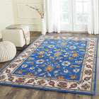 Coral Bloom Blue Floral Wool Rug