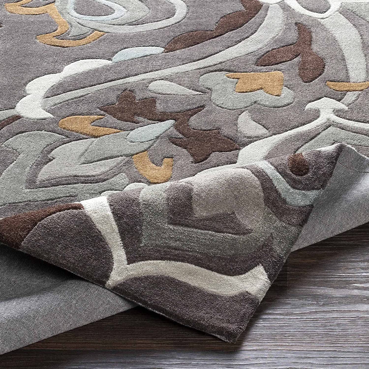 Slate Floral Wool Rug