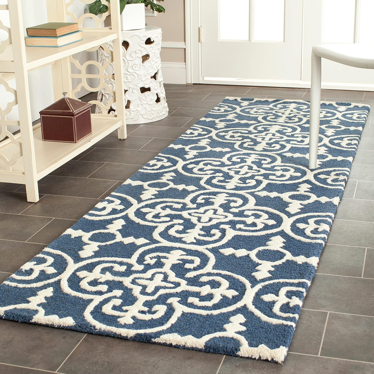 Alvara Navy Trellis Wool Rug