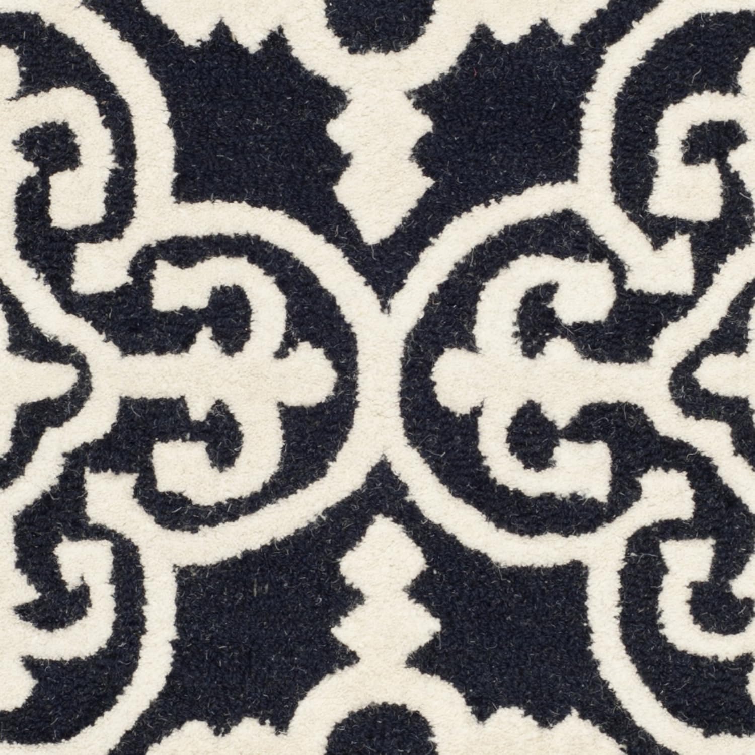 Alvara Black Trellis Wool Rug